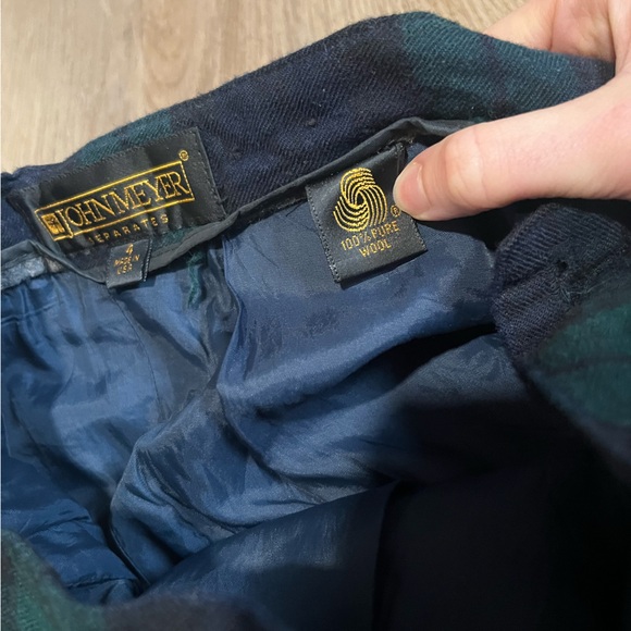 Vintage Plaid Green and Blue Wool Women's Skirt - Picture 3 of 4